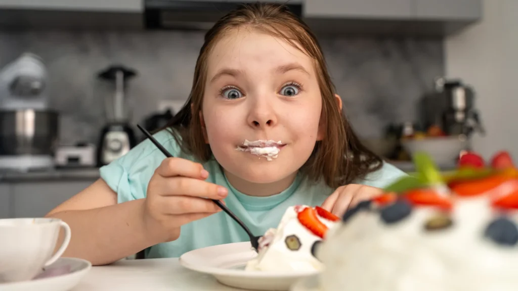 cheerful girl eating cake.webp.webp